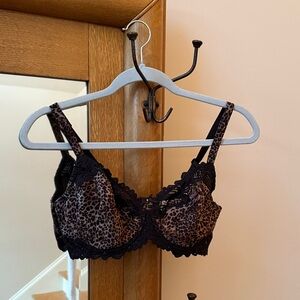 Wild Elegance Leopard Print Bra with Black Lace
